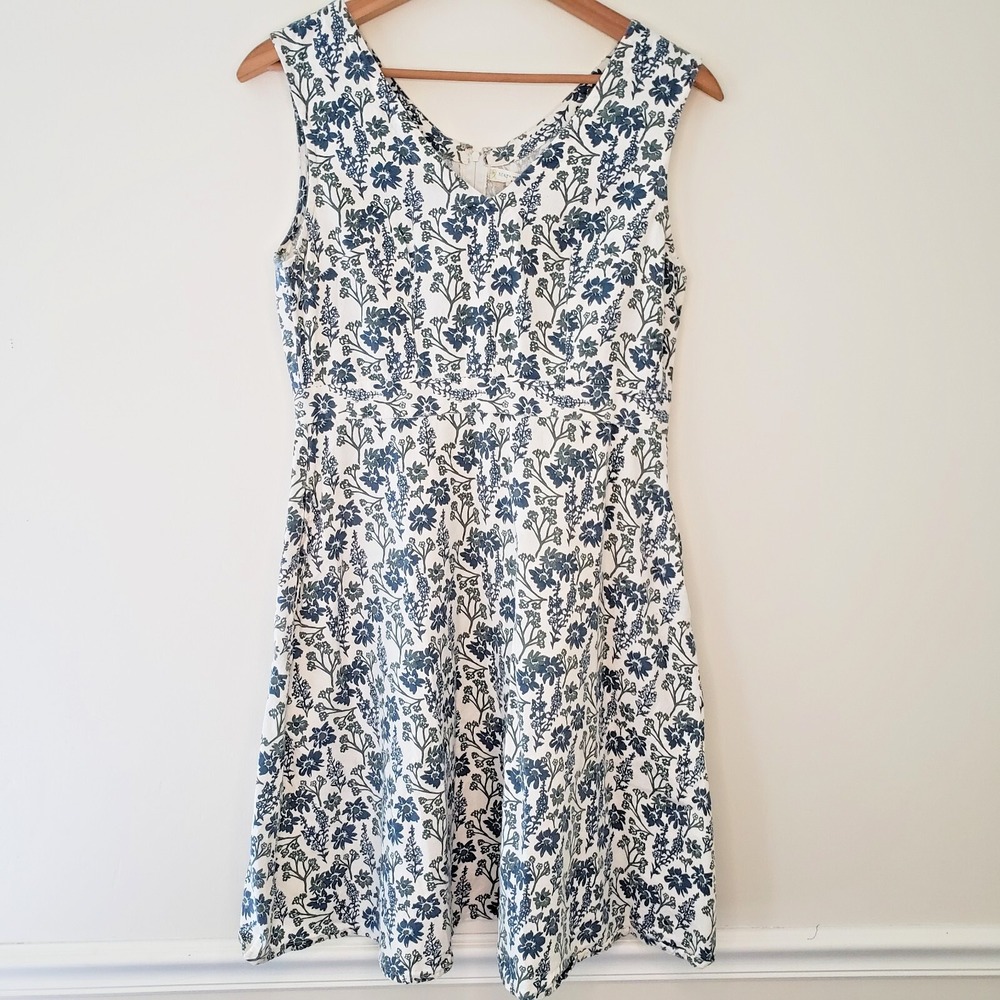 Mata Traders Garden Dress Sz L White Ditsy Floral Sleeveless Boho Artsy Coastal
